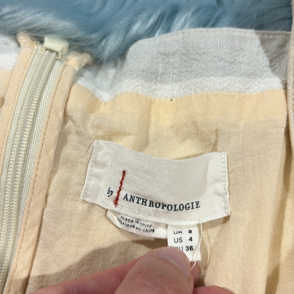 Anthropologie Savannah striped jumpsuit tie front neutral - Picture 3 of 11